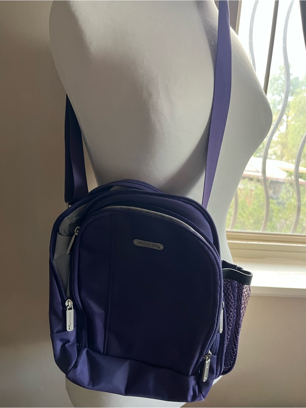 Travelon Purple Compact Crossbody Backpack for Men or Women